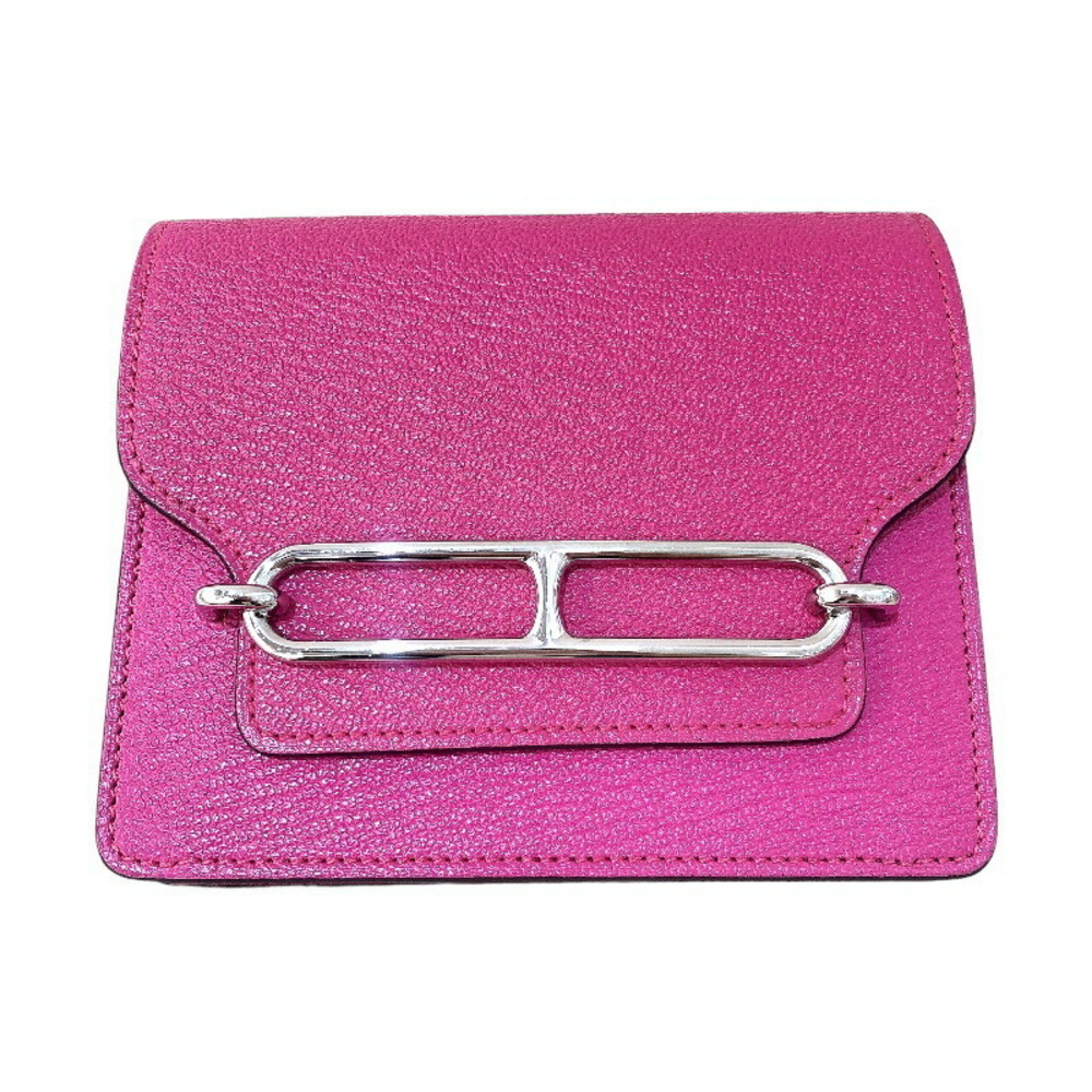 Hermes Ruri Slim Chevre Handbag Rose Pink Purple Silver